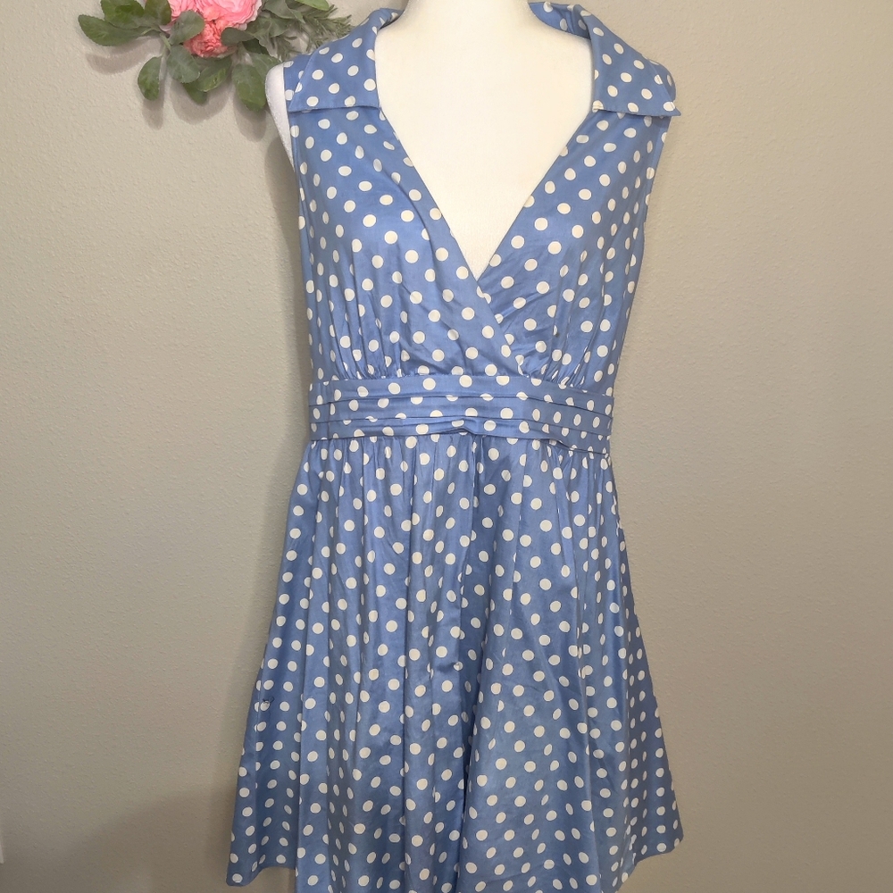 Retro 50's inspired powder blue polka dot dress